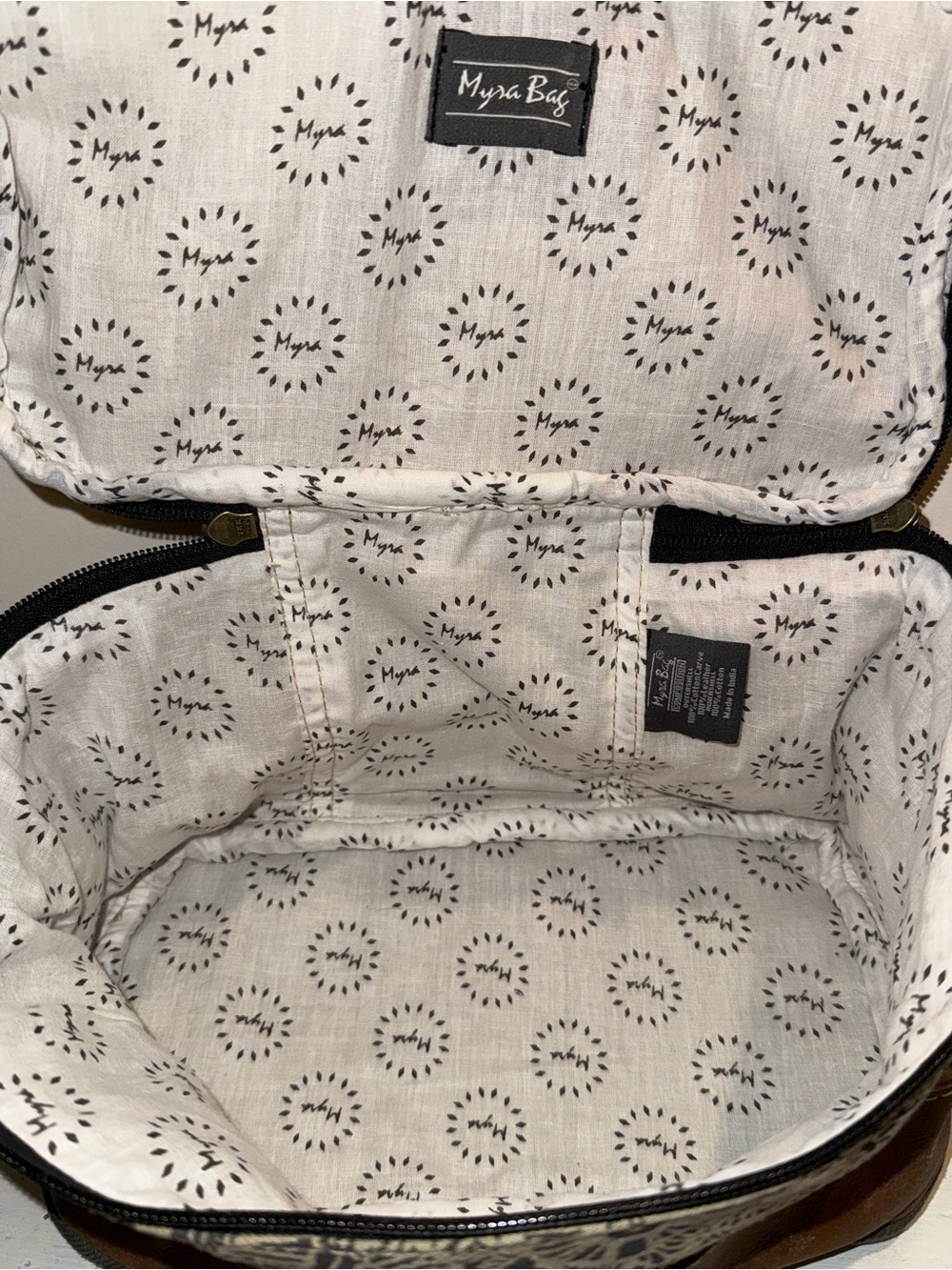 Myra Bag Toiletry Case in Tan & Brown with Black Print NWT - Picture 7 of 7